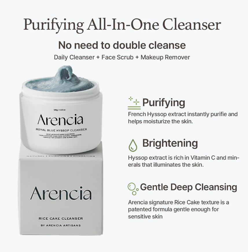Arencia Royal Blue Hyssop Rice Mochi Cleanser